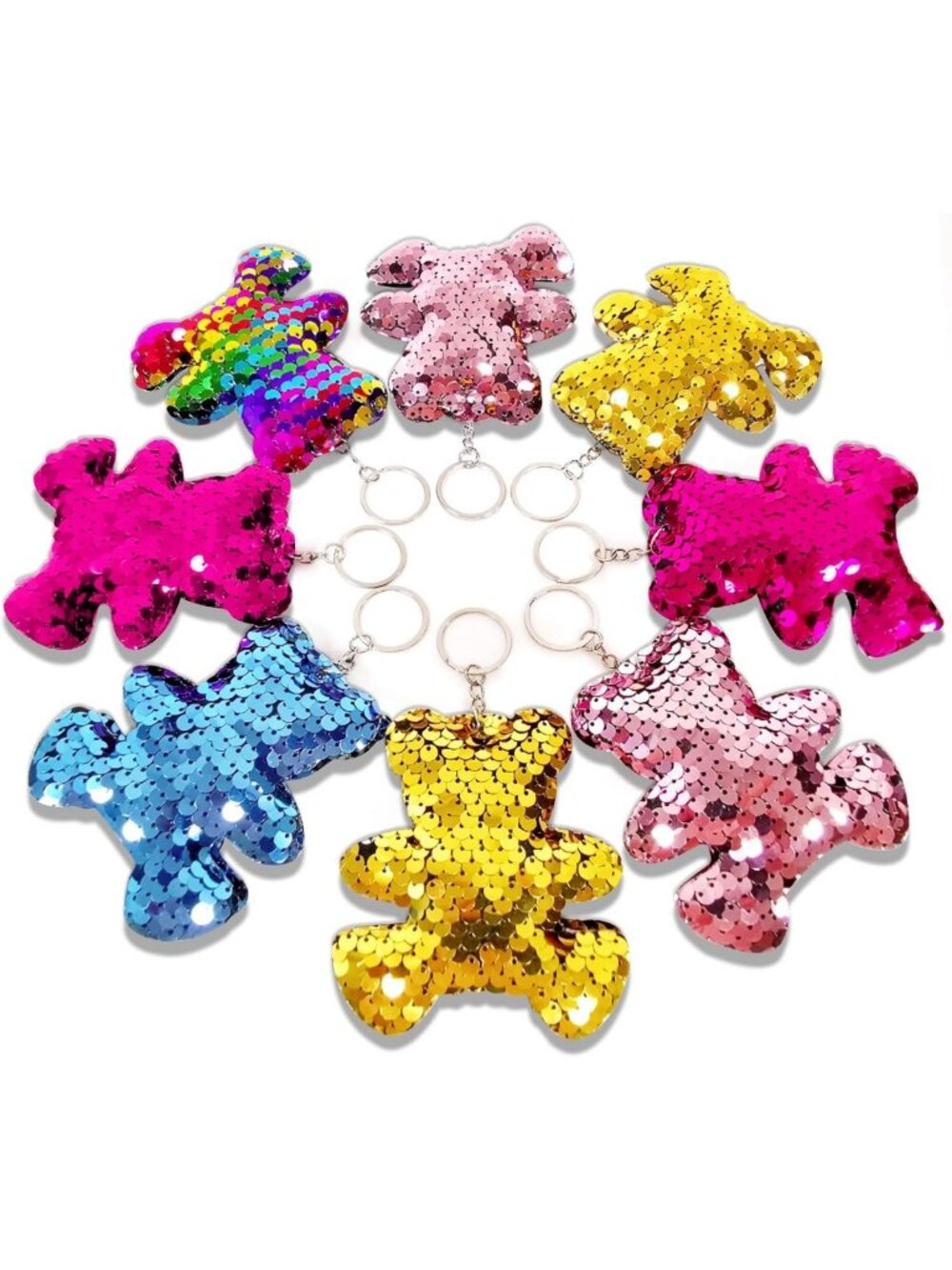 25 Pack Bear Sequin Keychains | Jungle Party Favors, Animal Lover Gifts, 5